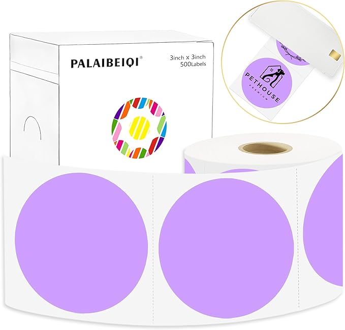 3 X 3 Inch Round Thermal Labels Circle Color Coding Labels Printable Waterproof by Palaibeiqi