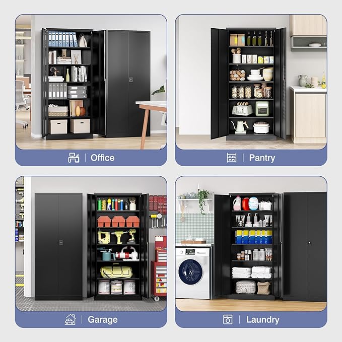 Metal Storage Cabinet with Locking Doors, Tall Cabinets - Image 6