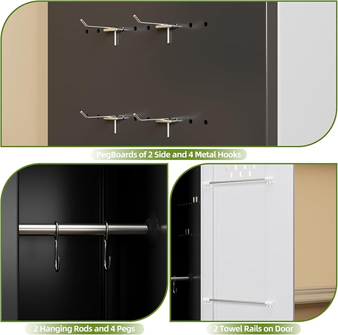 Aobabo 72" H Broom Closet Storage Cabinet, Lockable Metal Cleaning Storage - Image 6