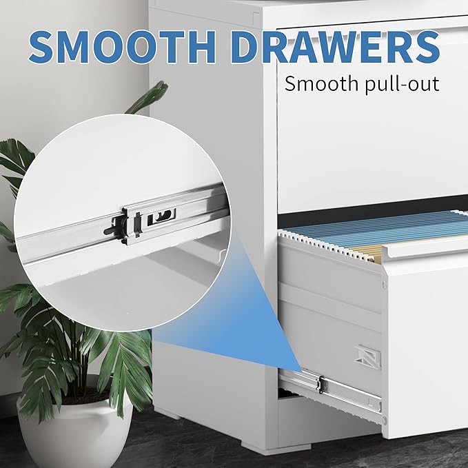 File Cabinets 2 Drawer, Metal Office Storage Filing Cabinet - Image 6