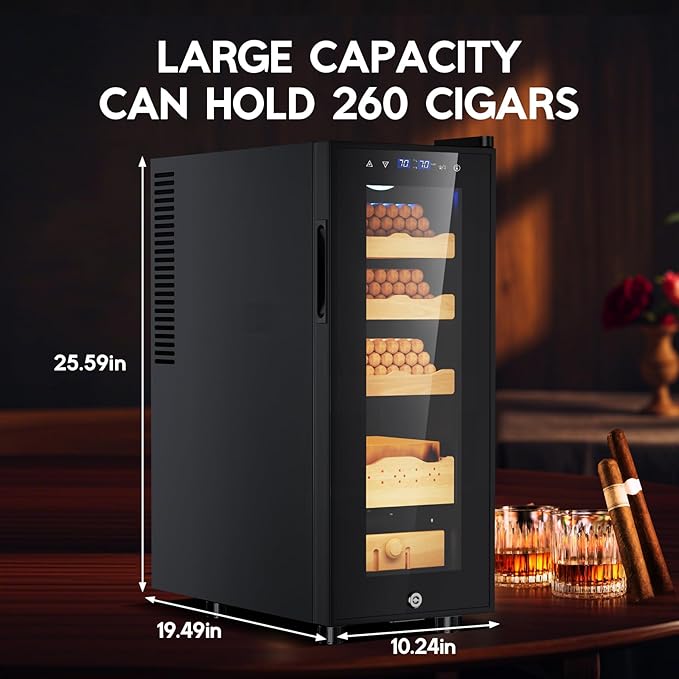 Tylza Cigar Humidor Cabinet 35L, Temp & Humidity Control Electric Humidors - Image 7