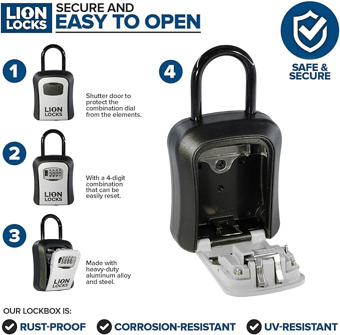 Key Lock Box for Keys with Code, 4 Digit Combination Lockbox for Keys Outdoor - Image 3