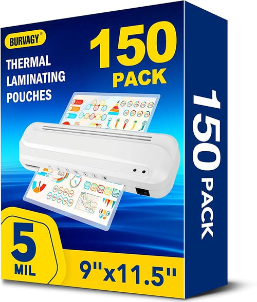 150 Pack 5 Mil Laminating Sheets, 9x11.5 Inches Thermal Laminating Pouches by BURVAGY