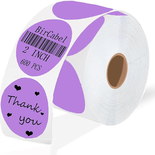 2 Inch Purple Round Thermal Labels, 600 Labels/Roll, Self-Adhesive Circle by BriCabel