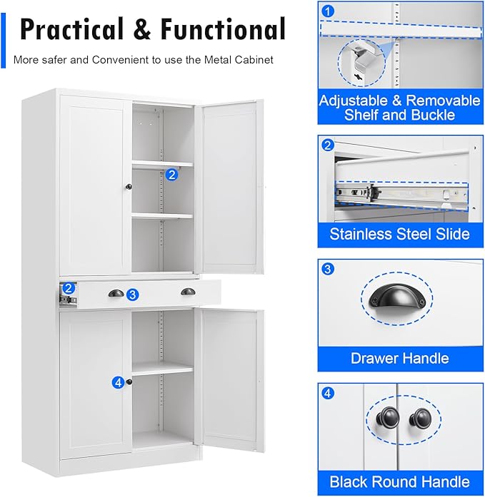 Metal Kitchen Pantry Cabinet, Living Room - Image 6
