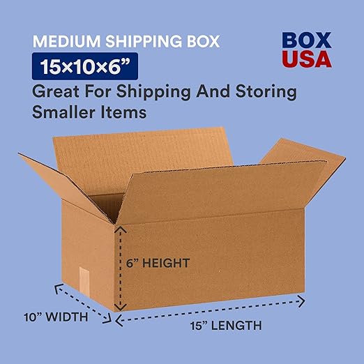 BOX USA 15 x 10 x 6 Corrugated Cardboard Boxes, Medium 15"L x 10"W x 6"H - Image 2