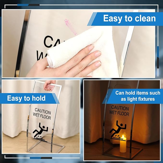 2 Packs 24 Inch Caution Wet Floor Sign Sturdy Acrylic Safety Warning Signs - Image 3