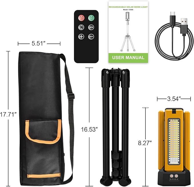 13200mAh Rechargeable Solar Work Light, IPX4 Waterproof - Image 9