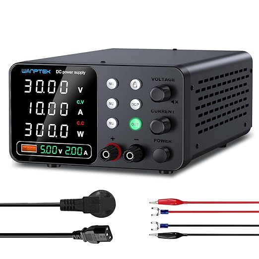 DC Power Supply Variable, 30V 10A Adjustable Switching Regulated Bench Power by WANPTEKPOWER