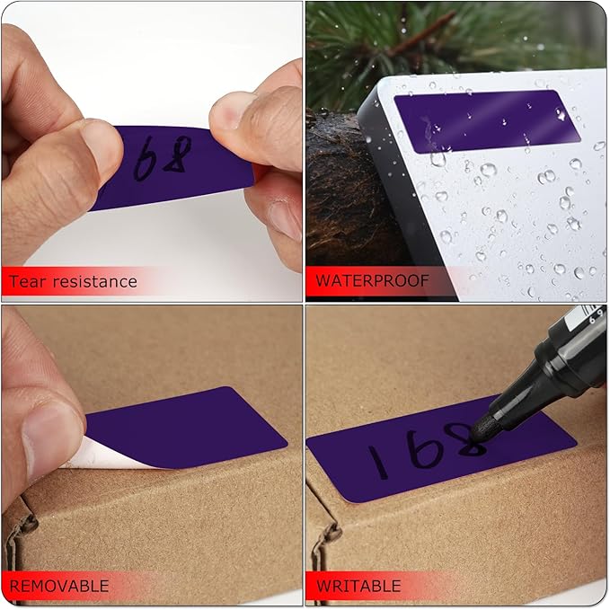 Purple Rectangle Stickers 2 x 1 Inch Color Coding Labels Vinyl Roll - Image 3