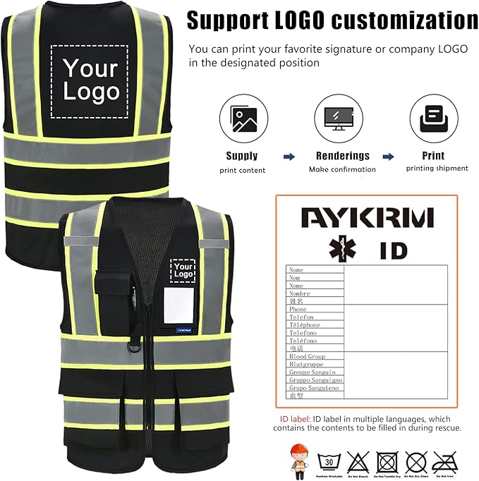 AYKRM 11 color High Vis Reflective Safety Vest - Image 2