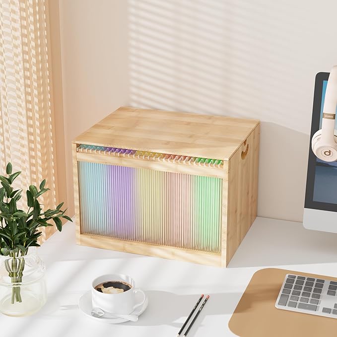 Natural Bamboo & Acrylic File Box by LONTAI
