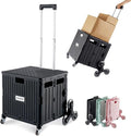 Foldable Utility Cart with Stair Climbing Wheels, Collapsible Rolling Crate by MACOPRO