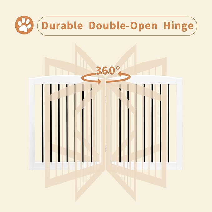 Freestanding Pet Gate for Dogs, Foldable Wooden Dog Gate for House, Indoor Pet - Image 6