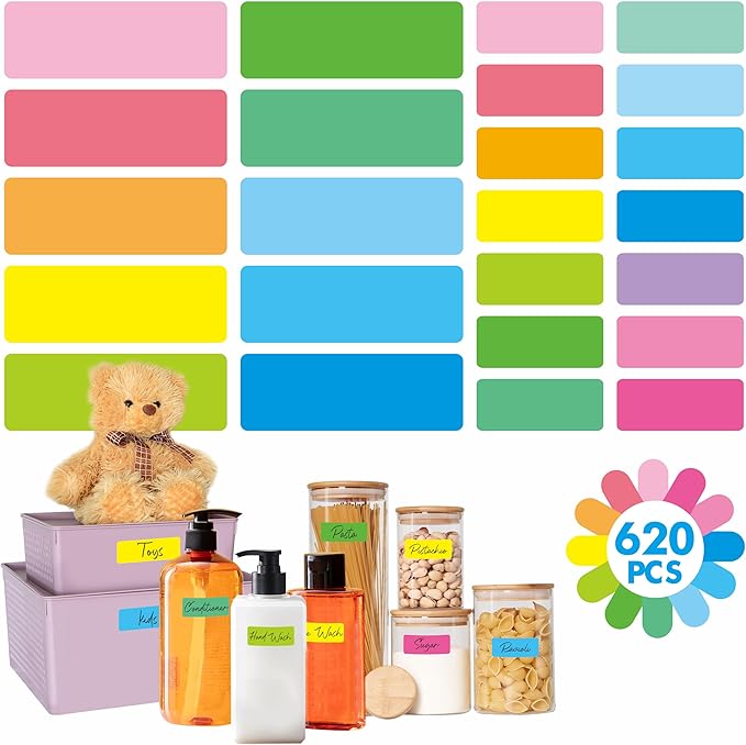 620 PCS Removable Labels, 14 Colors Self-adhesive Stickers Water/Oil/Tear by Stickyourhappymoment