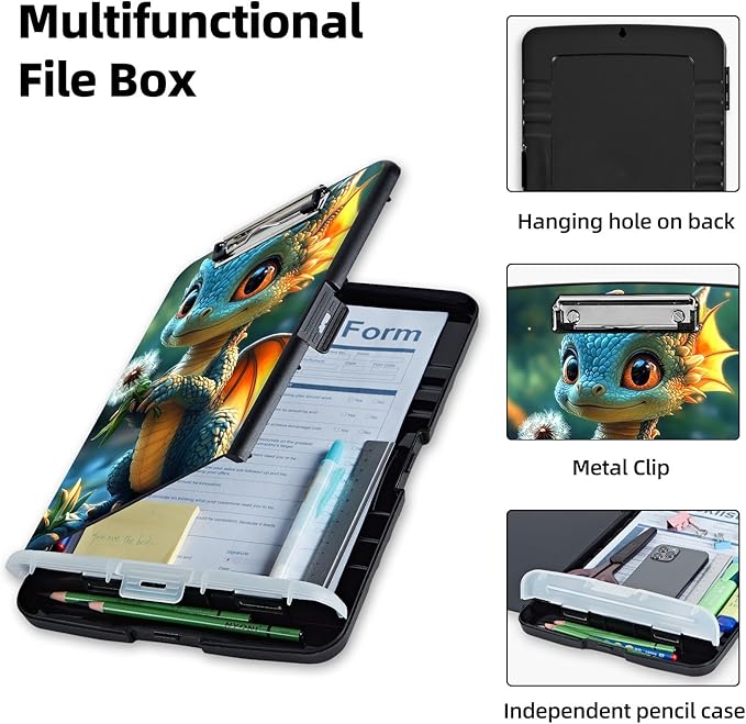 Clipboard with Storage Box & Pen Holder, Heavy Duty Clip Boards 8.5x11 - Image 3