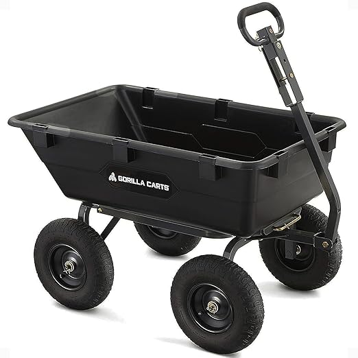 Gorilla Carts Heavy-Duty Poly Yard Dump Cart, 6 Cu Ft Tub, 1200 lb Haul Capacity by GorillaCarts