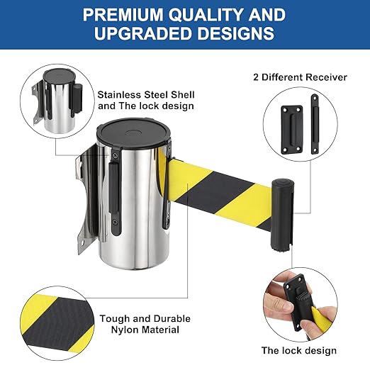 PATIKIL Fixed Wall Mount Retractable Belt Barrier - Image 3