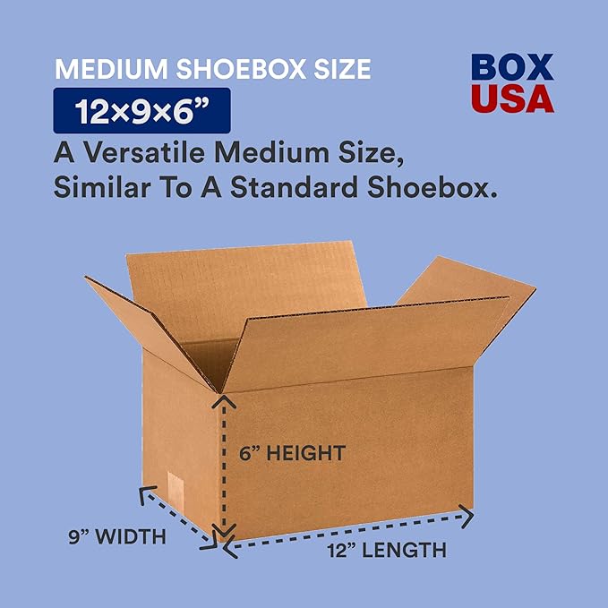 BOX USA Shipping Boxes 12"L x 9"W x 6"H, Packaging and Storage - Image 2
