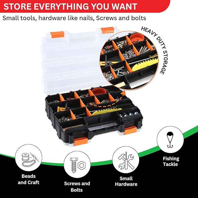Andalus Tools Organizer Box, Small Parts Storage 34-Compartment Double-Sided - Image 9