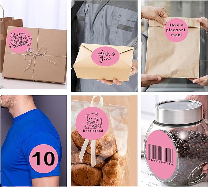 4 Inch Large Pink Circle Thermal Labels, Self-Adhesive Round Inventory Stickers - Image 7
