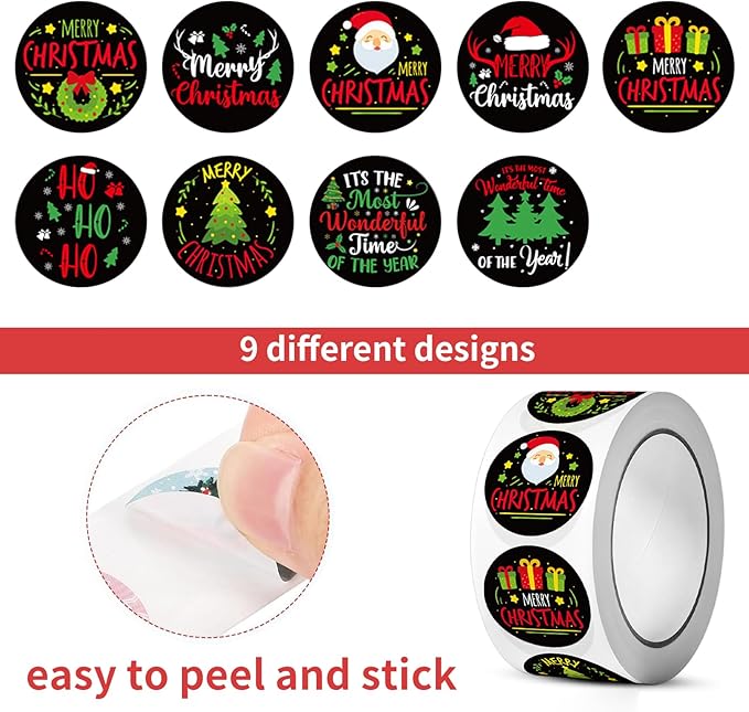 SHYGO® 1“ Christmas Labels Stickers, Round Merry Christmas Seals Xmas - Image 3