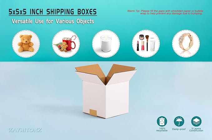 5x5x5 inch Small Shipping Boxes, Gifts Wrapping, 30 Pack - Image 2