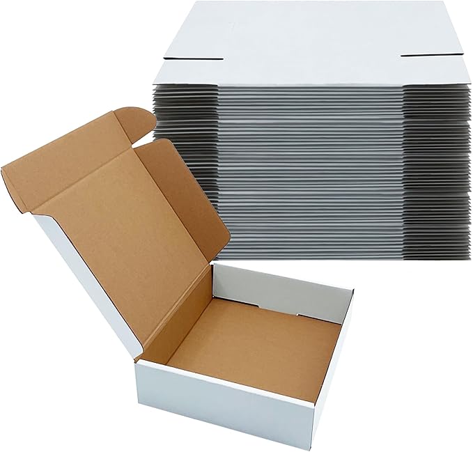 White Shipping Boxes 9x7x2 inch 25 Pack, Corrugated Boxes Mailer Packaging by KIAECHWU