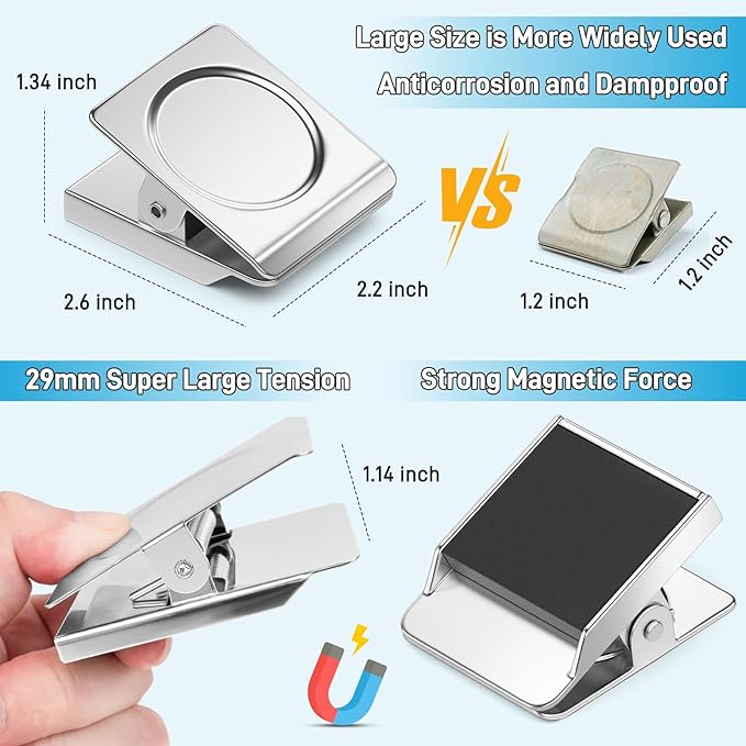 FINDMAG 8 Pack Clip Magnets Extra Large Magnetic Clips, Fridge Magnetic - Image 2