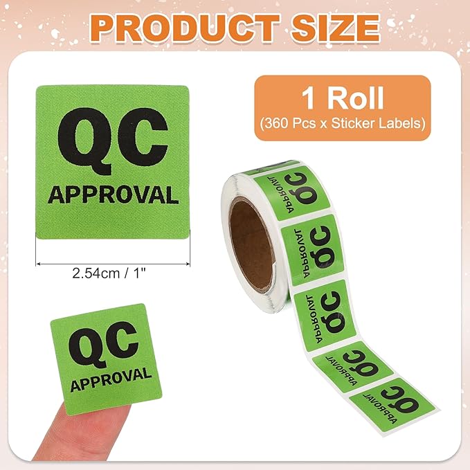 PATIKIL 360 Pcs 1 Roll QC Approval Labels, 1 Inch Square Inventory Control - Image 2