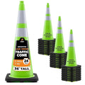 Xpose Safety 36” Lime Green Traffic Cone Dual 6" & 4" Reflective Collar – 24 by XposeSafety