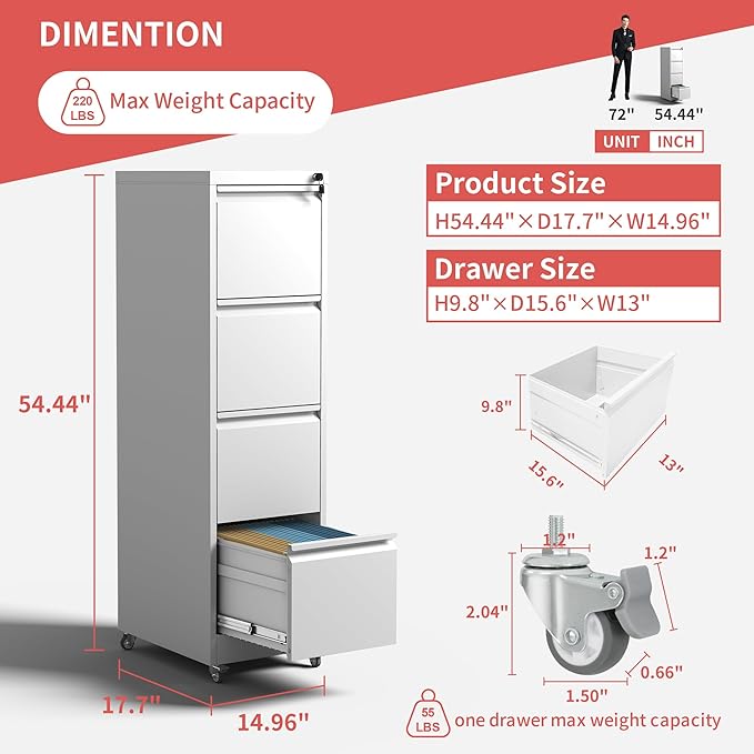 4 Drawer Locking File Cabinet - Image 3