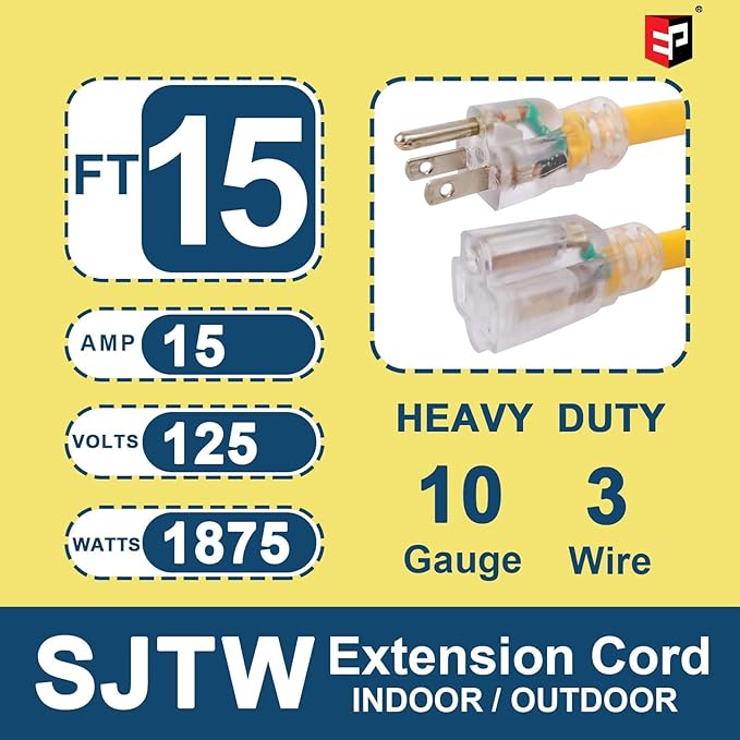 EP 15 Ft Lighted Outdoor Extension Cord - Image 2