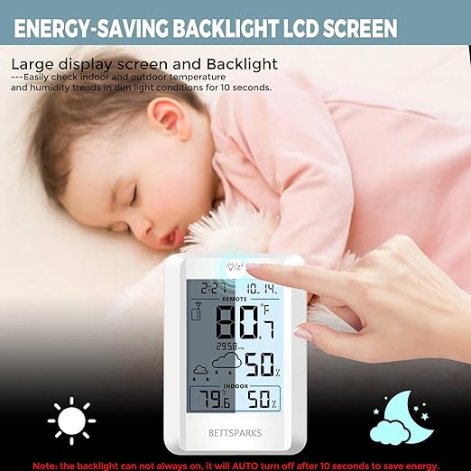Indoor Outdoor Thermometer Wireless Battery Operated Weather Station Wireless - Image 4