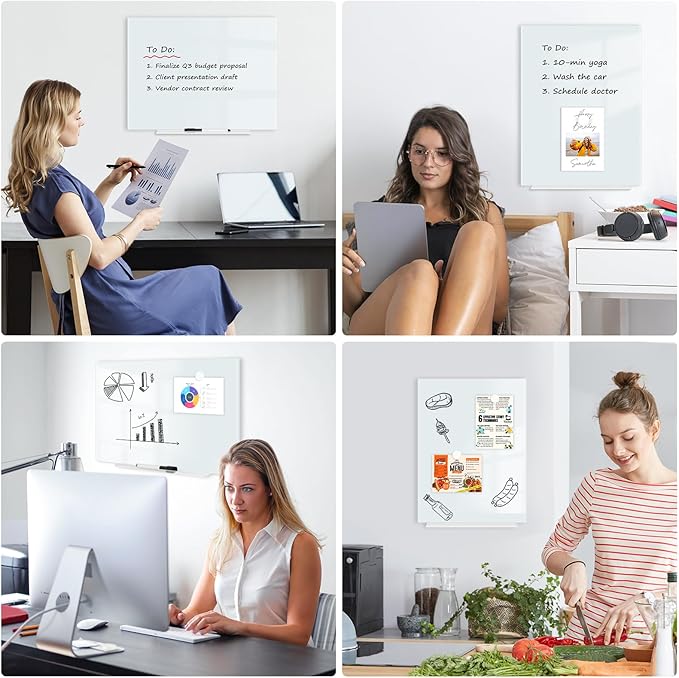 Magnetic Glass Whiteboard for Wall, Large Frameless White Board for Home and - Image 8
