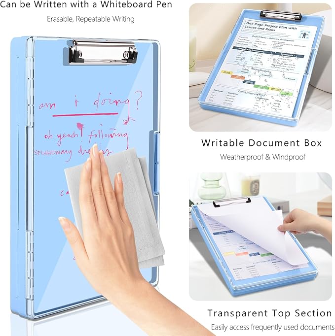 Clipboard with Storage, Heavy Duty Clip Boards 8.5x11 with 2 Storage Case - Image 3