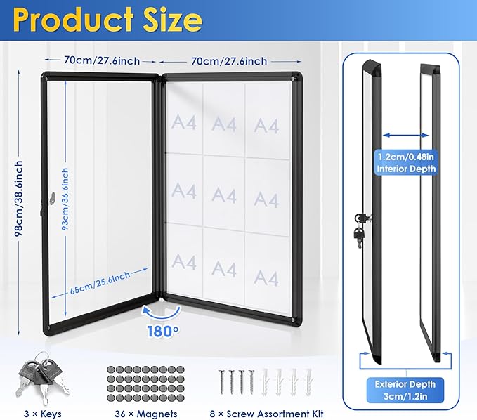 SWANCROWN Enclosed Bulletin Boards Magnetic Glass Covered Notice Information - Image 2