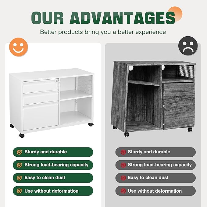 Letaya Mobile 3 Drawer File Cabinet - Image 6