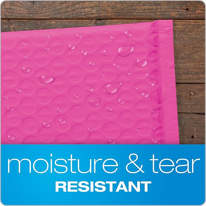 Quality Park Bubble Mailers, 8.25 x 11 Shipping Envelopes, Water Resistant Pink - Image 2