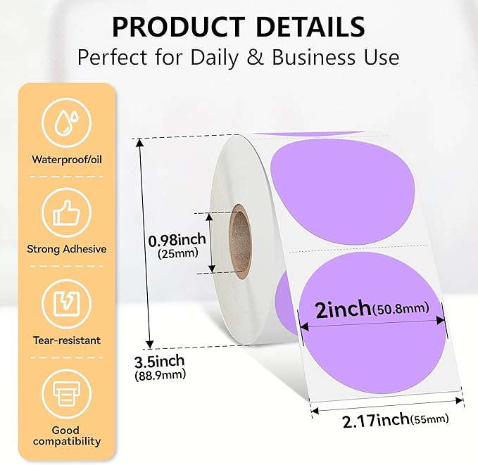 2 inch Dot Stickers Labels Circle Garage Sale Sticker 750Pcs Round Thermal - Image 3