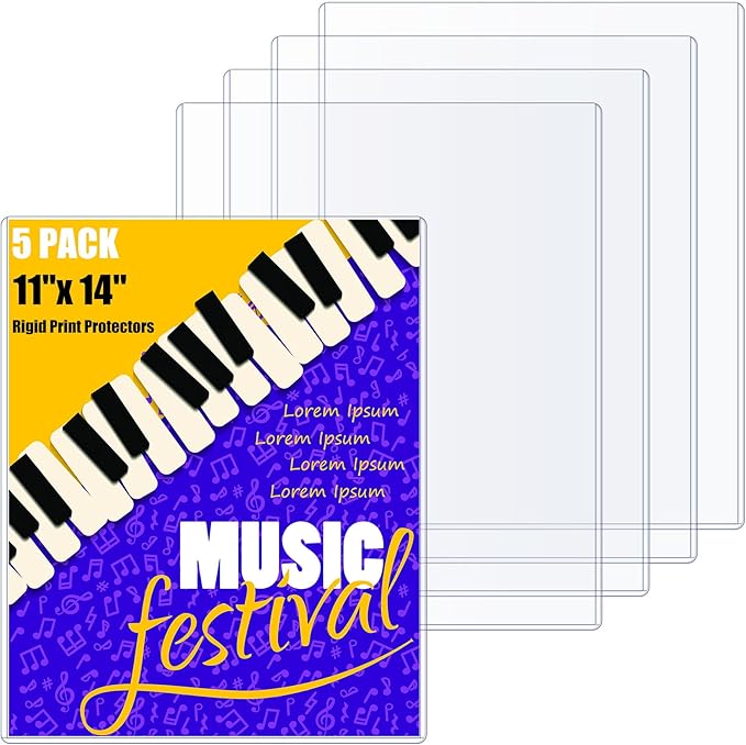 AKONEGE 5PCS 11" x 14" Rigid Print Protectors Hard Plastic Sheet Page by AKONEGE
