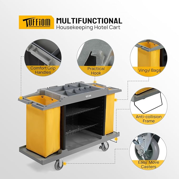 TUFFIOM Industrial Multifunctional Hotel Cart, Commercial Traditional Cleaning - Image 2