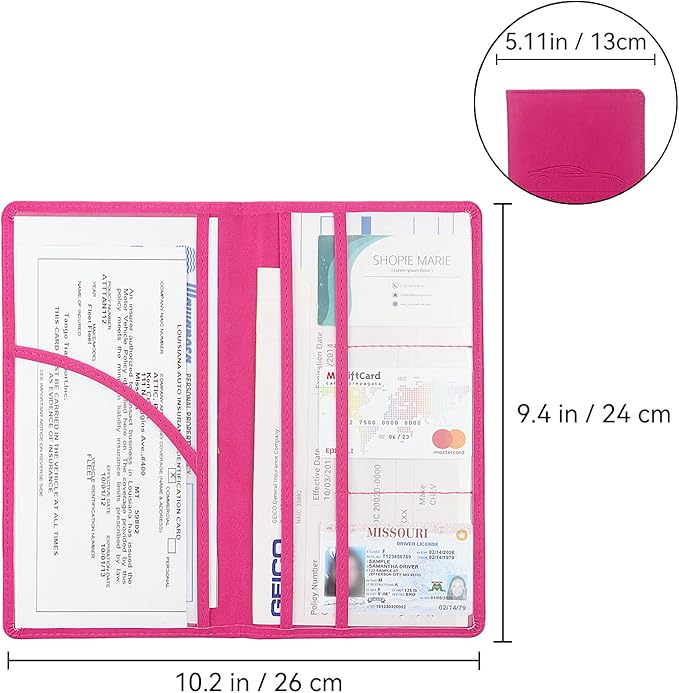 Car Registration and Insurance Holder, Premium Pu Leather Vehicle Glove Box - Image 2