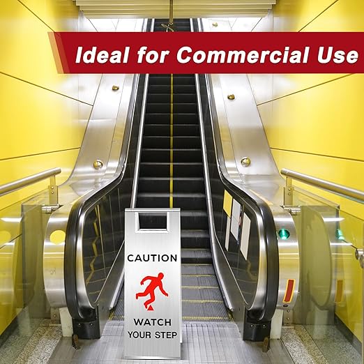 Tandefio 2 Pcs Stainless Steel Wet Floor Sign 24 Inch Caution Watch Your Step - Image 6
