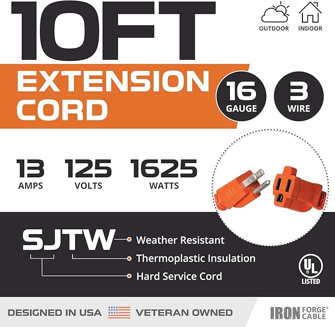 Iron Forge Cable Weatherproof 10 Ft Outdoor Extension Cord - Image 2