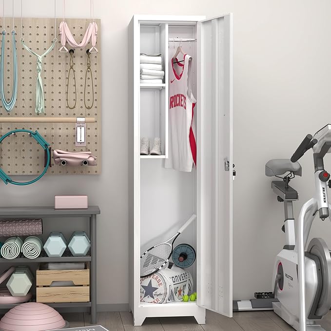 GREATMEET Broom Closet Storage Cabinet, Metal Utility Cabinet, Tall Laundry - Image 7