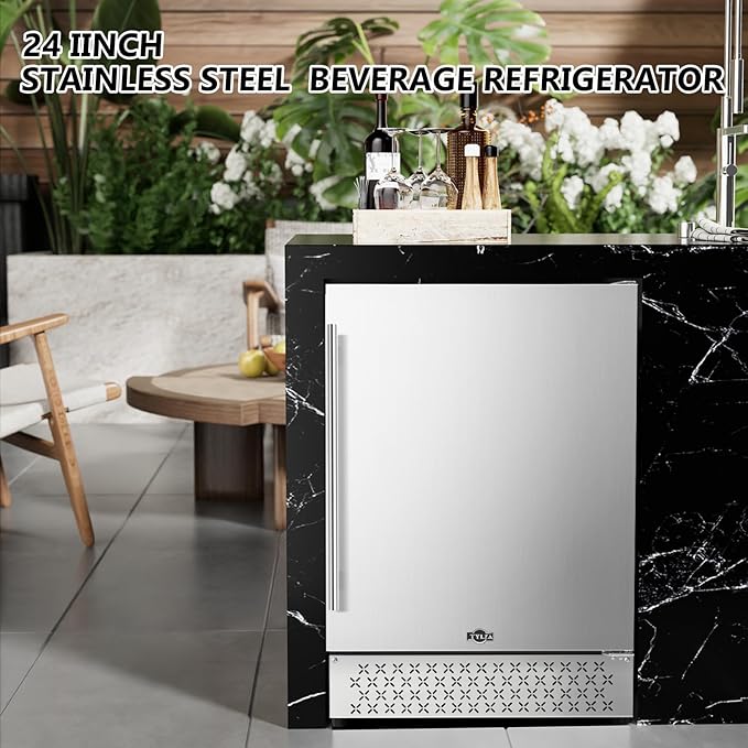 Tylza Outdoor Beverage Refrigerator 24 Inch, Stainless Steel Under Counter - Image 2