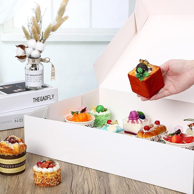 Tudomro 10 Pack 19 x 14 x 4 Inch Cake Box, Cardboard Cake Boxes, Large - Image 3