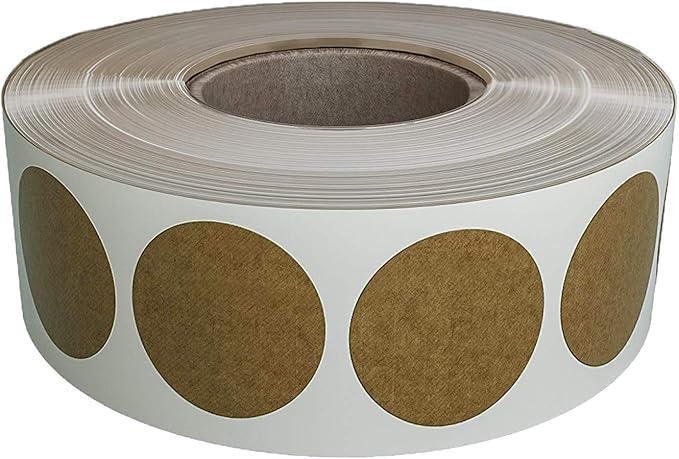 Royal Green Kraft Sticker Labels Rolls One Inch - 25mm -Round Label Dot 600 Pack by RoyalGreen