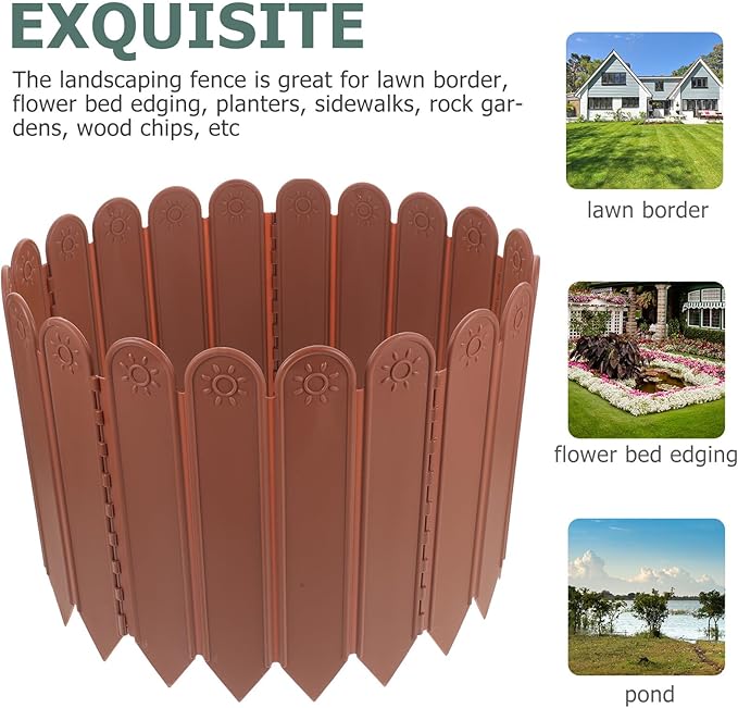 Plastic Garden Lawn Fence Panel High Long Deep Brown Landscape Edging Border - Image 7